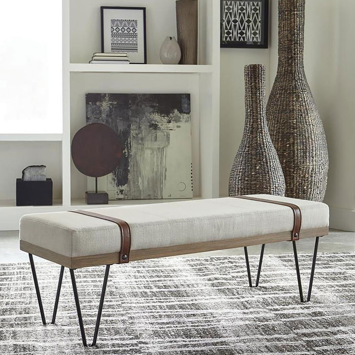 Austin - Upholstered Bench - Beige And Black