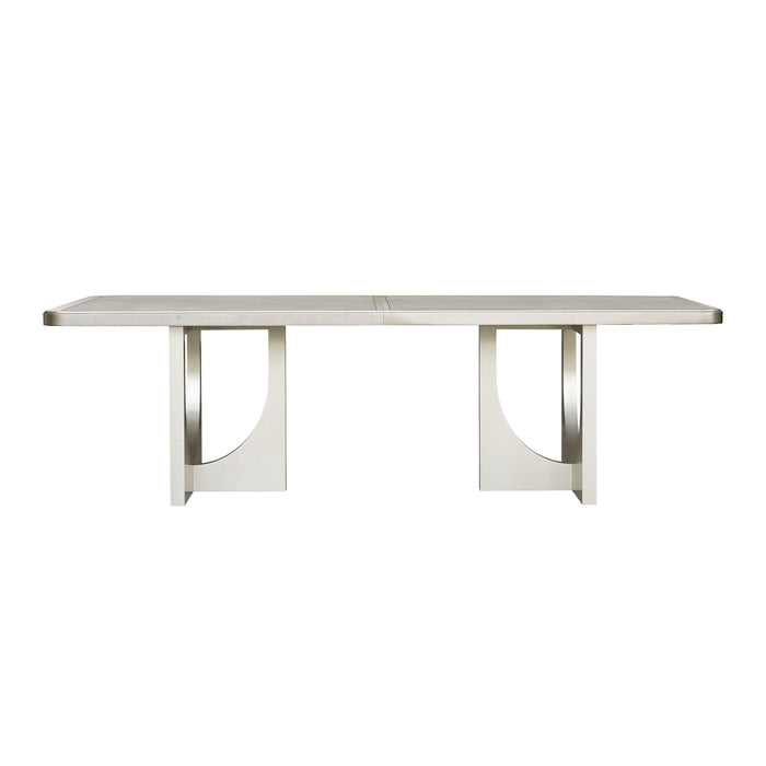 Zoey - Double Pedestal Dining Table with Leaf Extensions - Silver