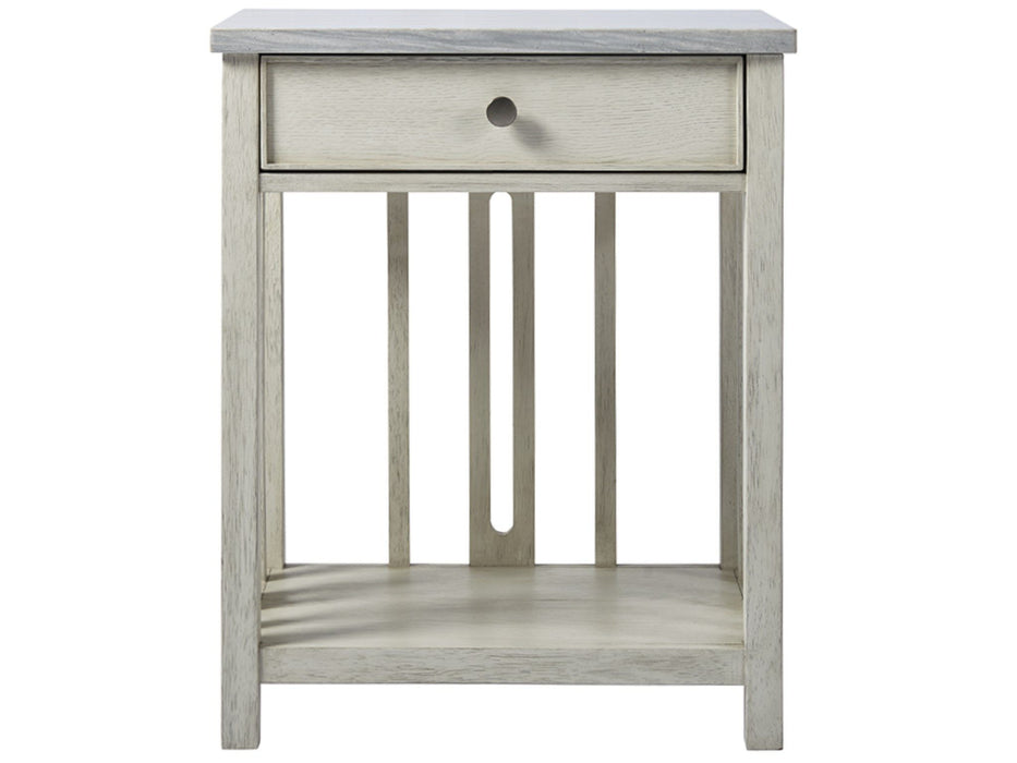 Escape - Bedside Table with Stone Top - Pearl Silver