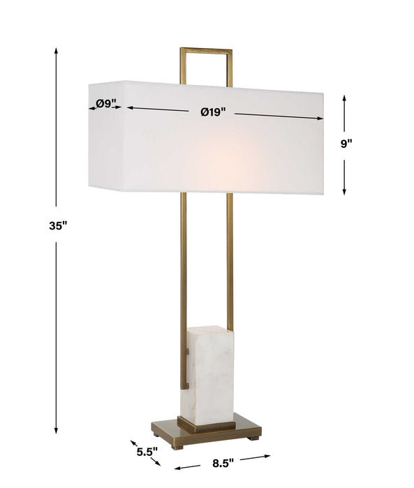 Column - White Marble Table Lamp
