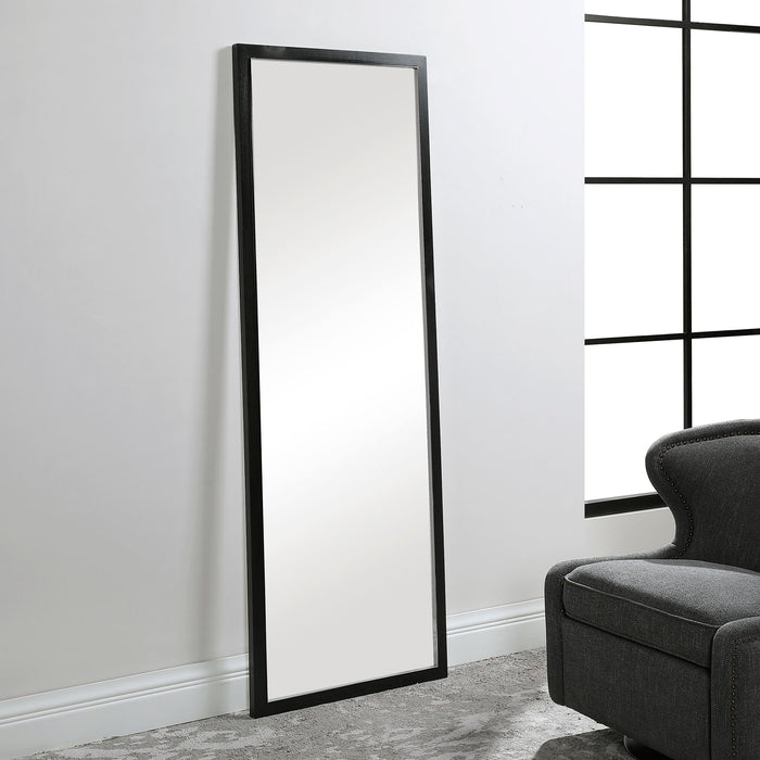 Avri - Oversized Dark Wood Mirror - Black