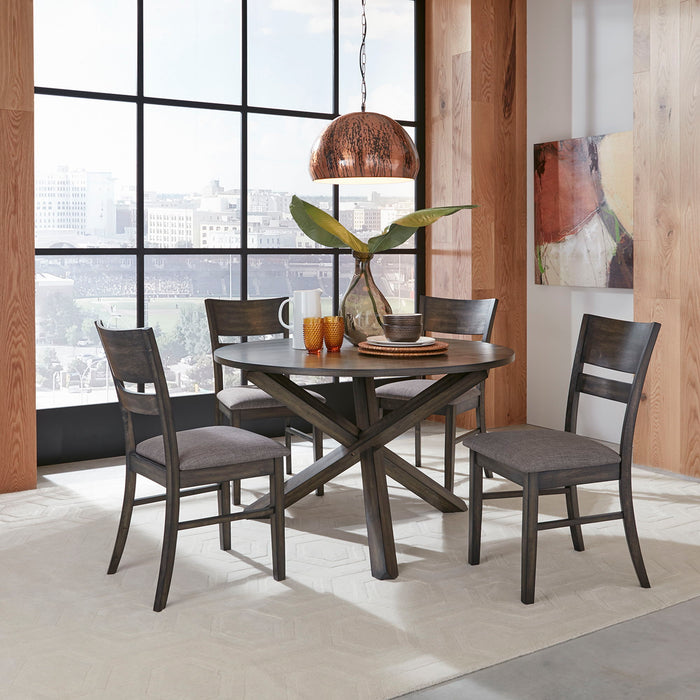 Anglewood - 5 Piece Pedestal Table Set - Dark Brown