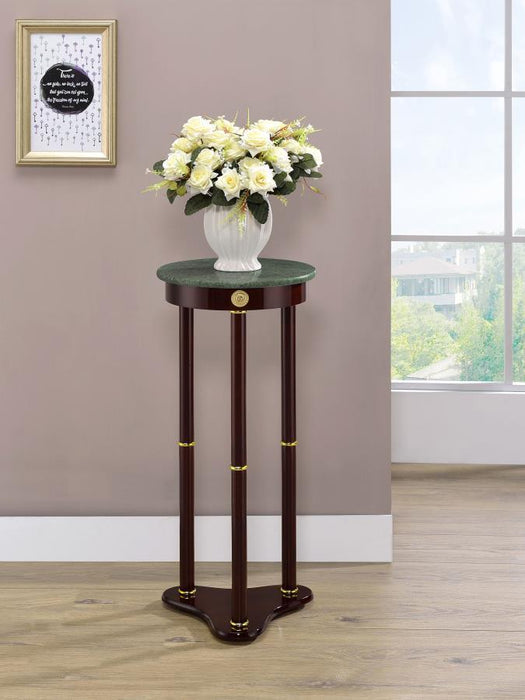 Edie - Round Marble Top Accent Side Table - Merlot