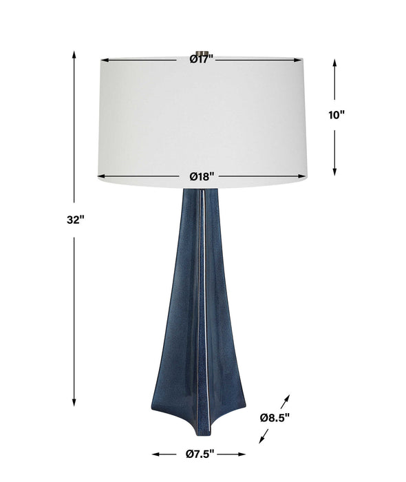 Teramo - Scalloped Ceramic Table Lamp - Blue