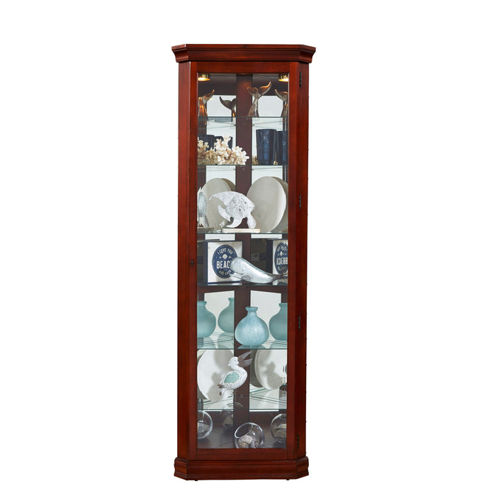 PFC Curios - Lighted 8 Shelf Corner Curio Cabinet - Victorian Brown