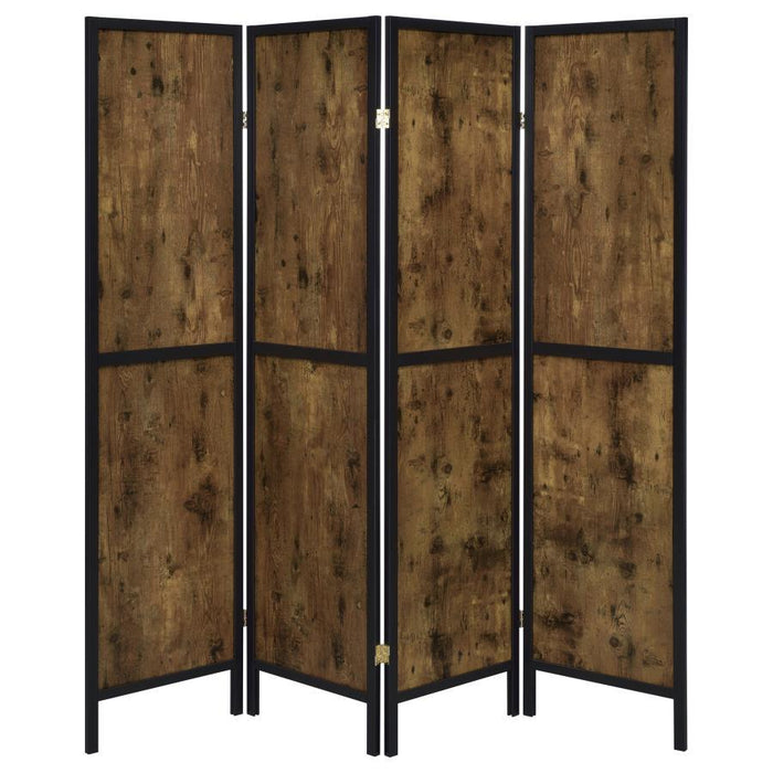 Deepika - 4-Panel Folding Screen - Antique Nutmeg And Black