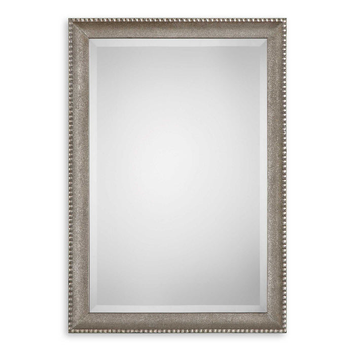 Textured Surface Mirror - Metallic Silver & Light Gray