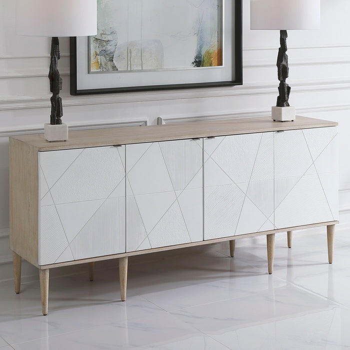 Tightrope - 4 Door Modern Sideboard Cabinet - White & Light Brown