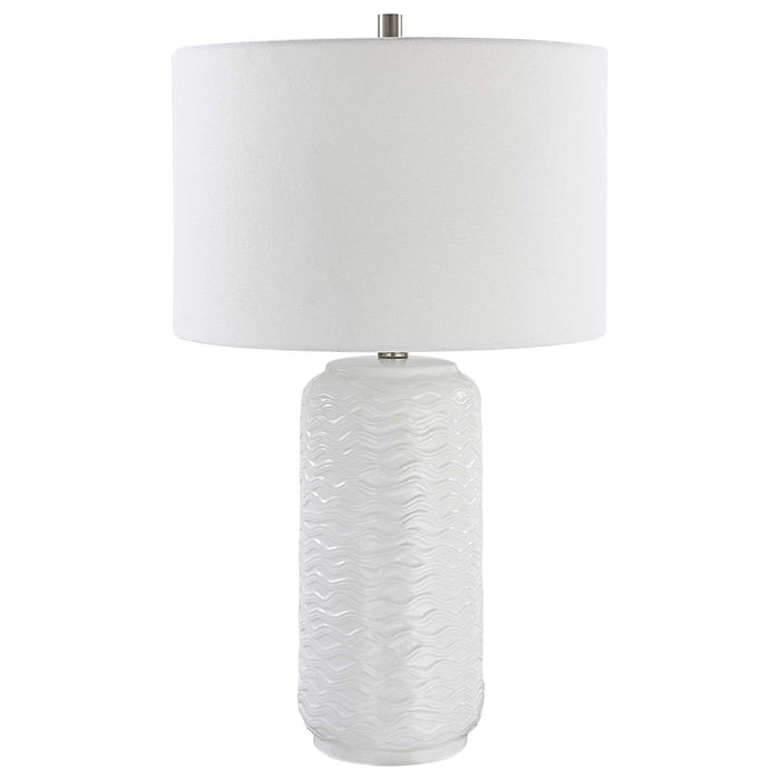 Table Lamp - White & Brushed Nickel