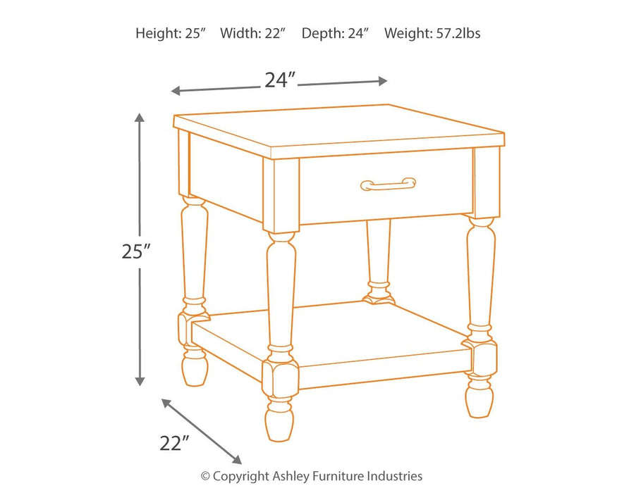 Shawnalore - Whitewash - Rectangular End Table