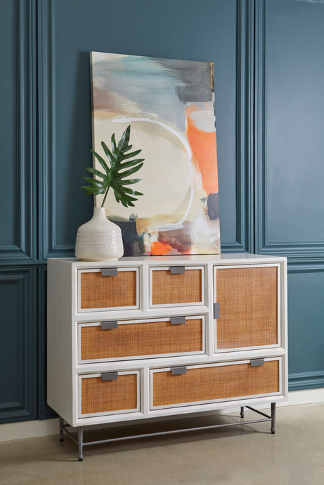 5-Drawer Accent Chest With Cabinet - White