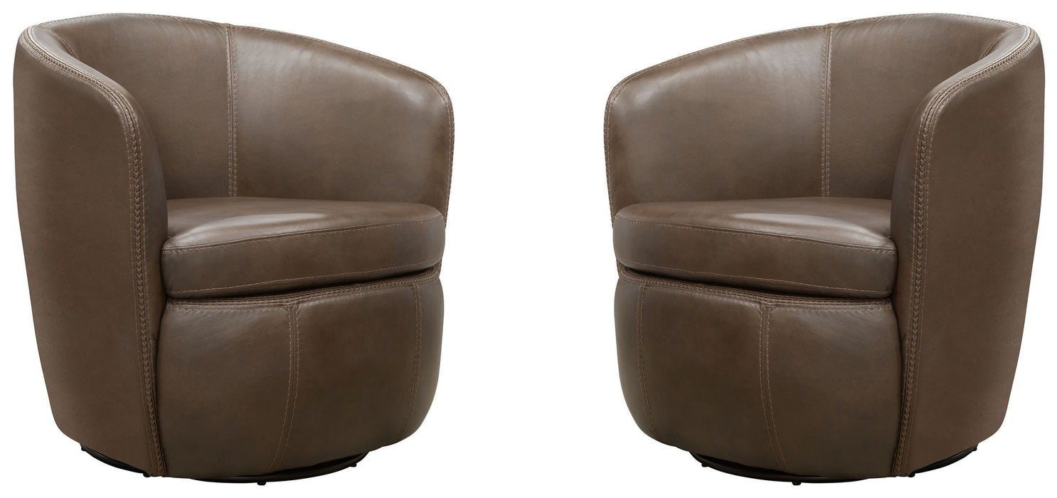 Barolo - 100% Italian Leather Swivel Club Chair (Set of 2)