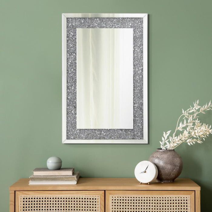 Valerie - Acrylic Crystal Wall Mirror - Silver