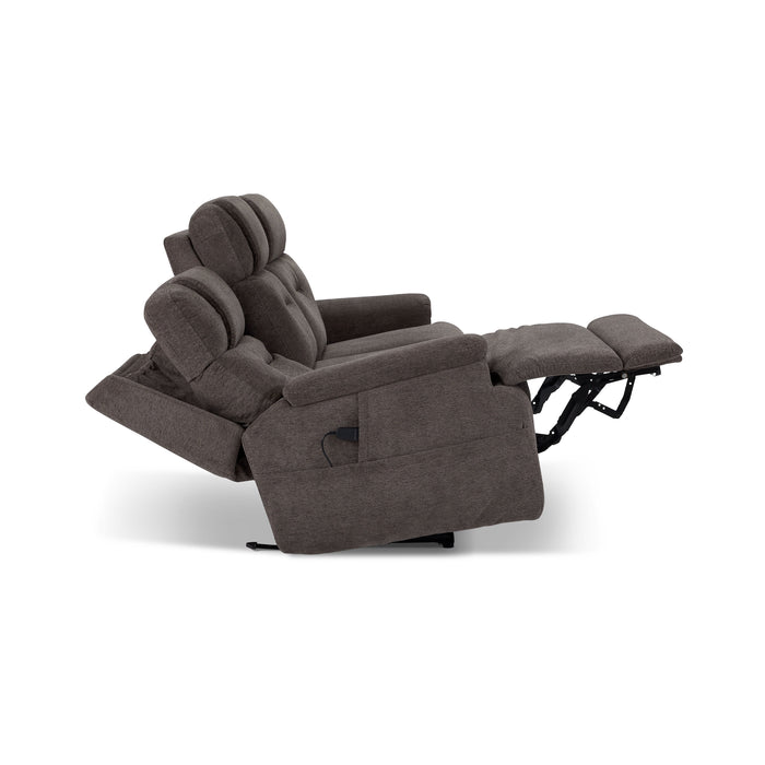 Zofa - Power Reclining Sofa with Cnsl & Power Headrests/Lumbar/Heat/Mass - Dark Brown