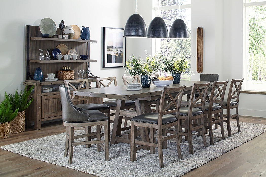 Lodge Dining - Upholstered “X” Back Counter Chair (Set of 2) - Siltstone