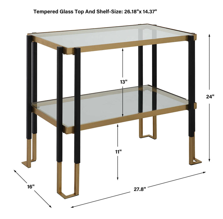 Kentmore - Glass Side Table - Black & Gold