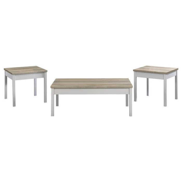 Stacie - 3 Piece Coffee Table Set - Antique Pine And White