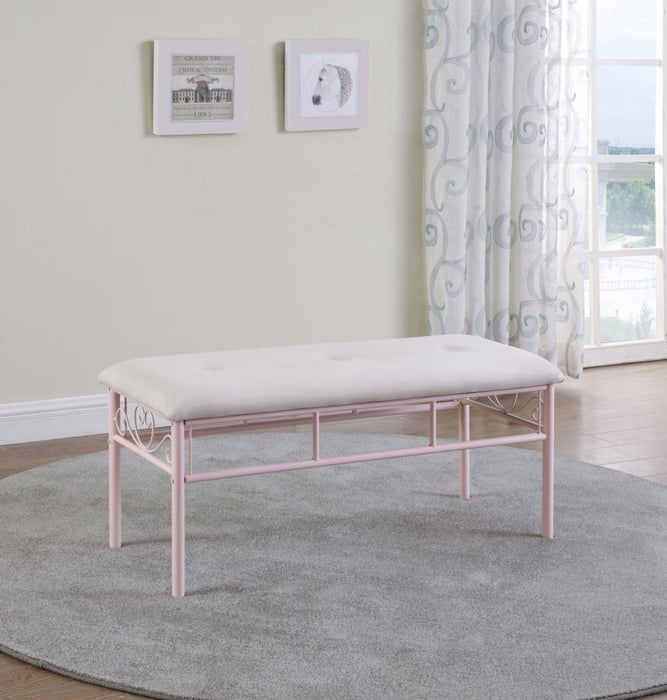 Massi - Tufted Upholstered Bench - Powder Pink