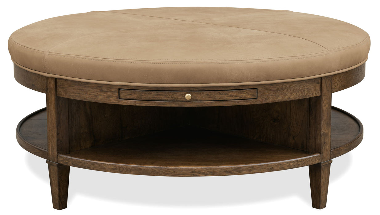 Cashiers - Cocktail Ottoman - Chestnut / Vintage Ecru