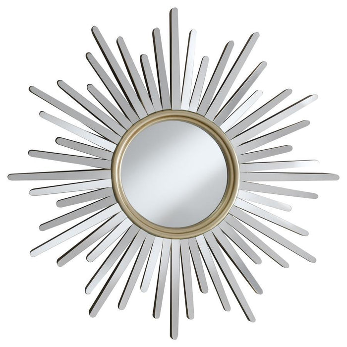 Beiwen - Sunburst Wall Mirror - Champagne And Silver