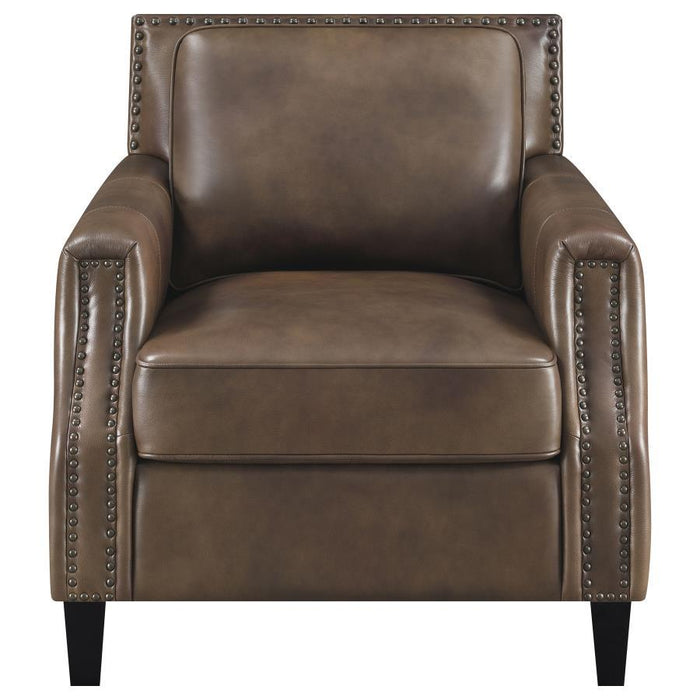 Leaton - Upholstered Recessed Arm Chair - Brown Sugar