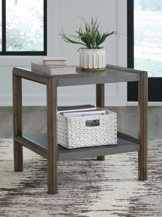 Kallenny - Rectangular End Table - Brown / Gray