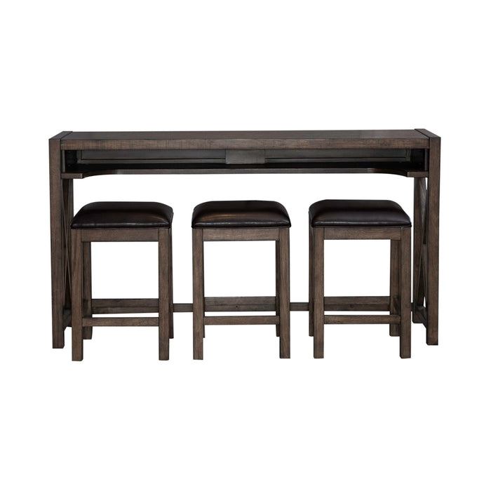 Lennox - 4 Piece Console Set (Console 3 Stools) - Dark Brown