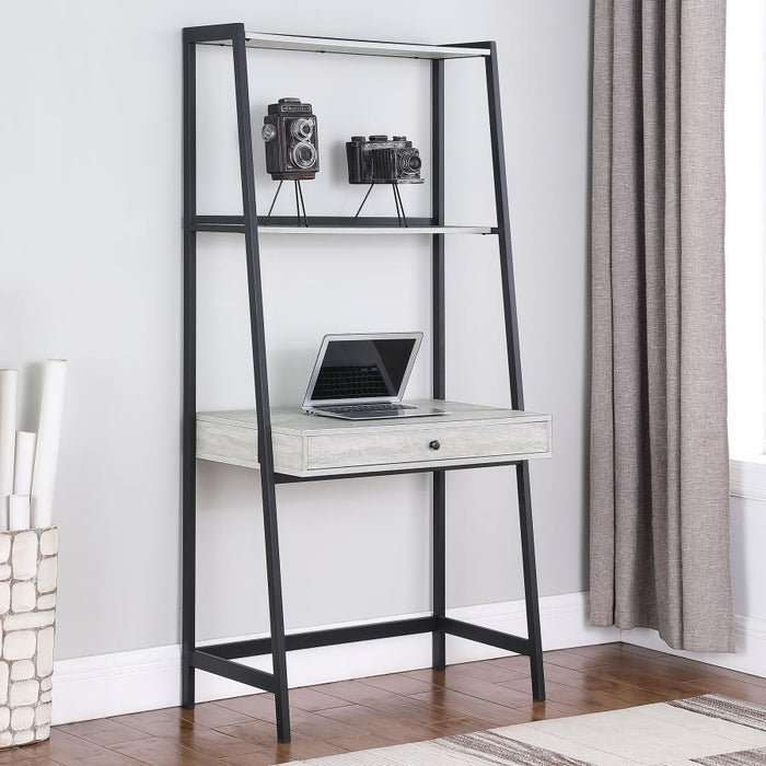 Pinckard - 1-Drawer Ladder Desk - Gray Stone And Black