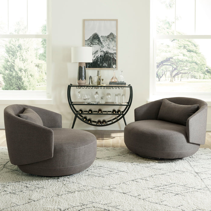 Haley - Upholstered Swivel Cuddler Chair