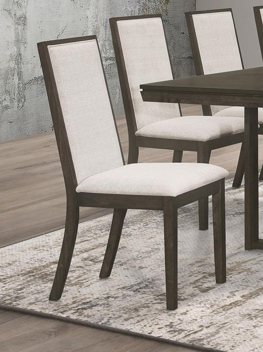 Kelly - Upholstered Solid Back Dining Side Chair (Set of 2) - Beige And Dark Gray