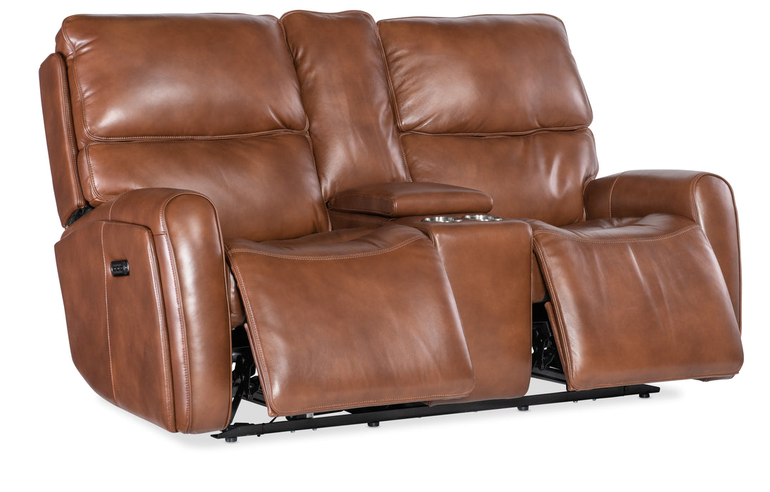 MS - Crosby Zero Gravity Power Console Loveseat With Power Headrest - Brown