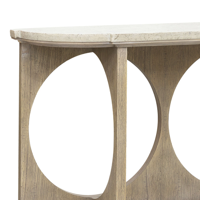 Pulaski Accents - Modern Entryway Console Table with Concrete Top - Gray & Light Brown