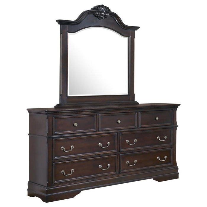 Cambridge - 7-Drawer Rectangular Dresser With Mirror - Cappuccino