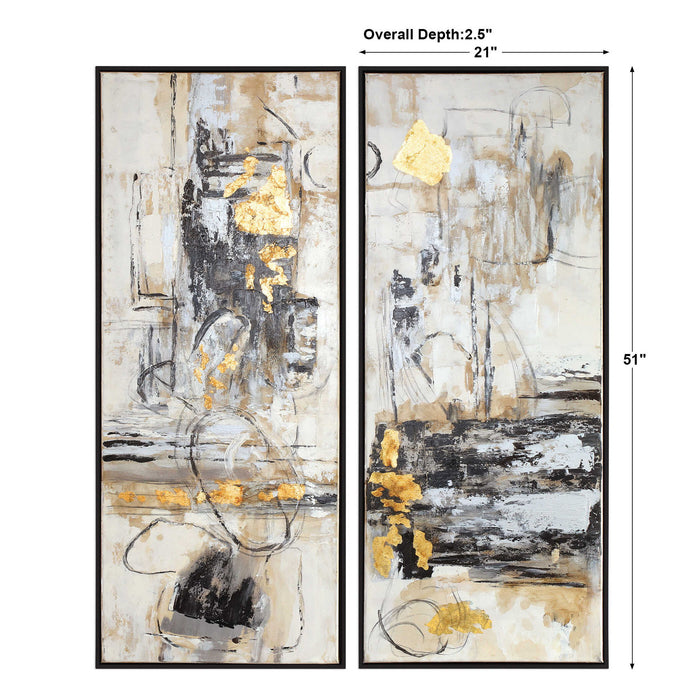 Life Scenes - Abstract Art (Set of 2) - Beige