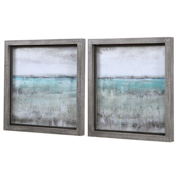 Aqua Horizon - Framed Prints (Set of 2) - Blue