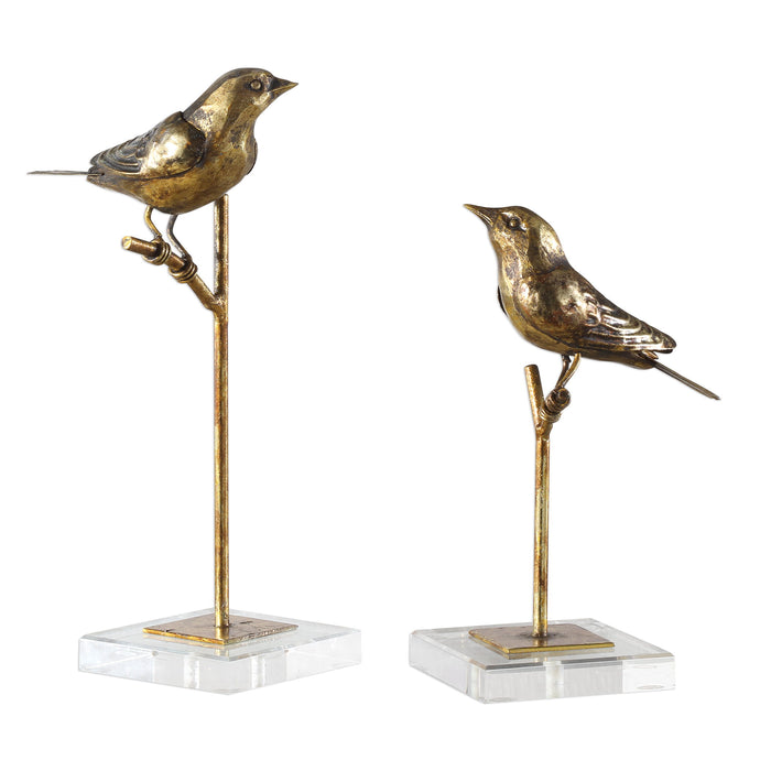 Passerines - Bird Sculptures (Set of 2) - Light Brown