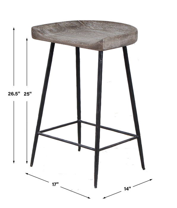 Cordova - Carved Wood Counter Stool