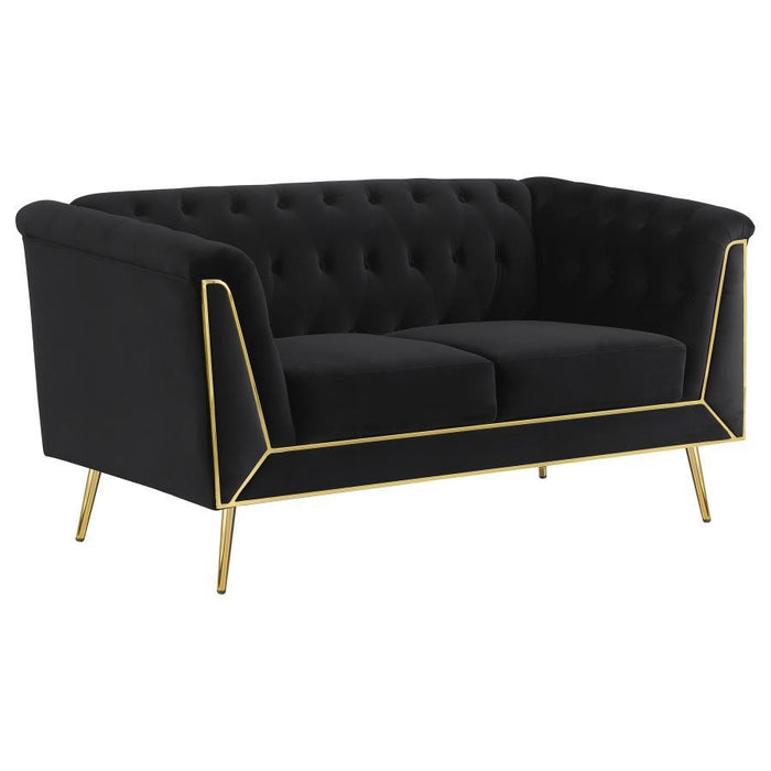 Holly - Upholstered Tuxedo Arm Tufted Loveseat - Black