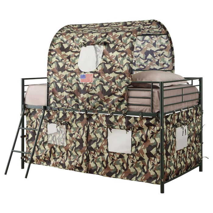 Camouflage - Tent Loft Bed With Ladder - Army Green