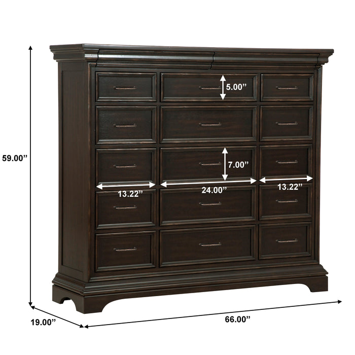 Caldwell - 17 Drawer Master Chest - Brown