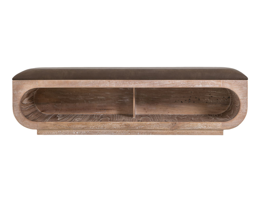 Balam - Wooden Bench With Cushioned Seat - Ivory White