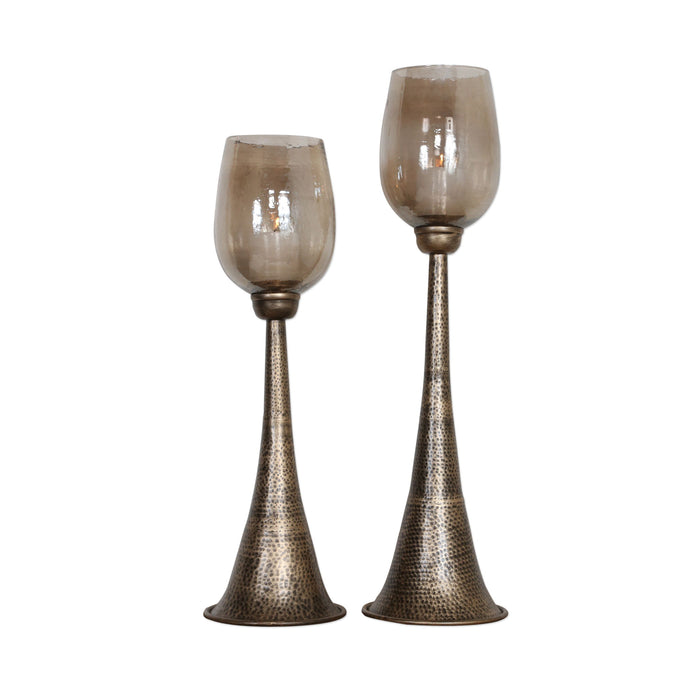 Badal - Candleholders (Set of 2) - Antiqued Gold