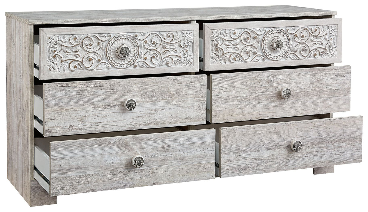 Paxberry - Whitewash - Six Drawer Dresser - Weatherworn