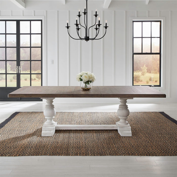 River Place - Trestle Table - Riverstone White & Tobacco