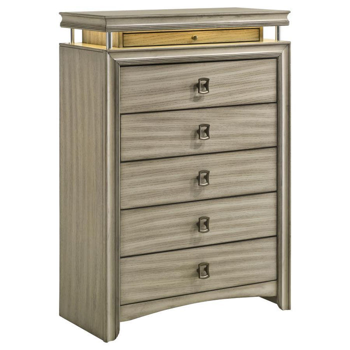 Giselle - 6-Drawer Bedroom Chest With LED - Rustic Beige