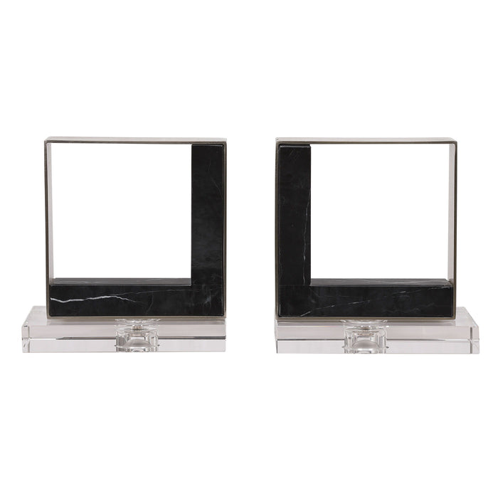 Tilman - Modern Marble Bookends (Set of 2) - Black