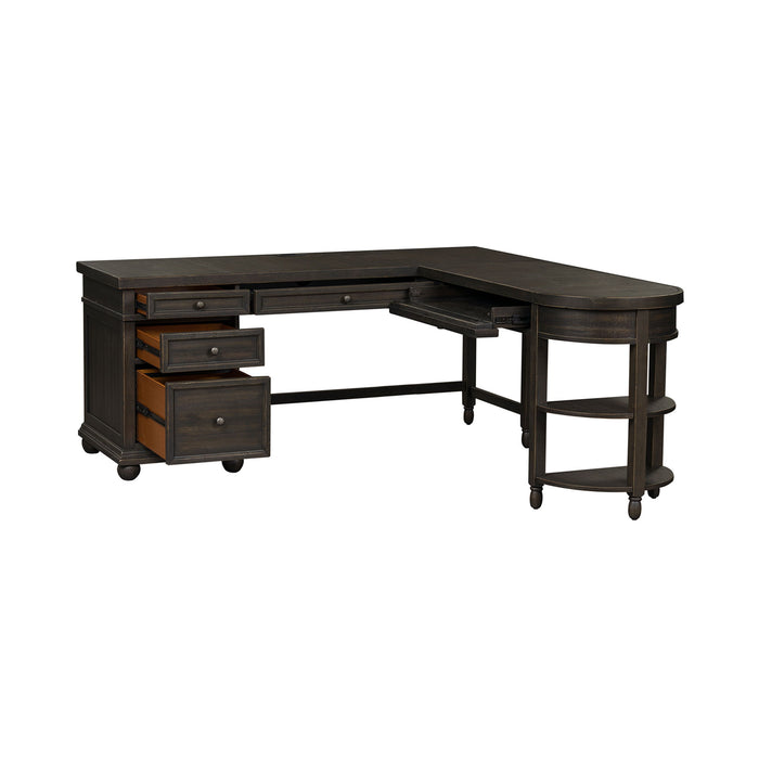 Harvest Home - L Shaped Desk Set With Hutch - Black