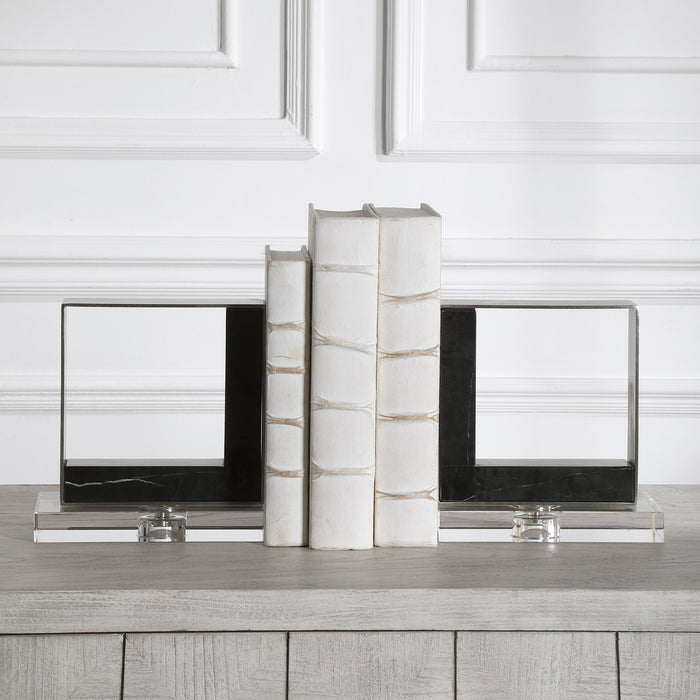 Tilman - Modern Marble Bookends (Set of 2) - Black