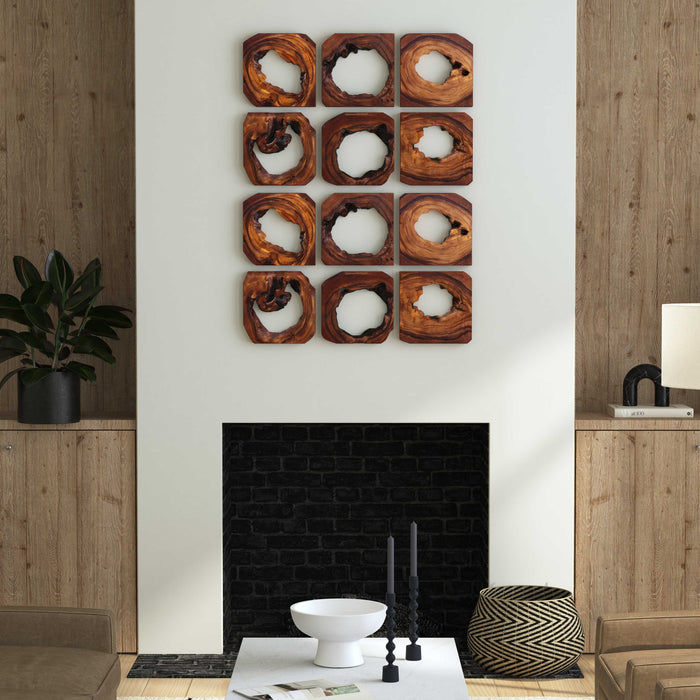 Adlai - Wood Wall Art (Set of 6) - Dark Brown