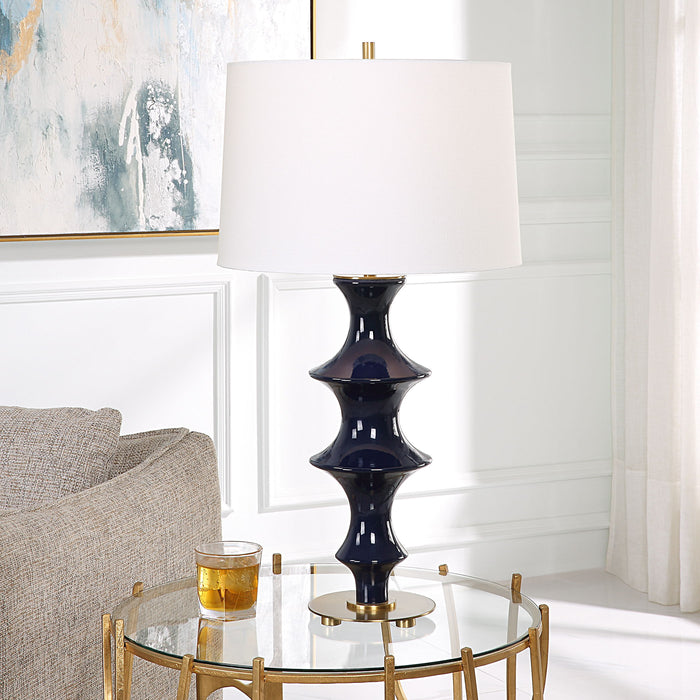 Coil - Sculpted Blue Table Lamp